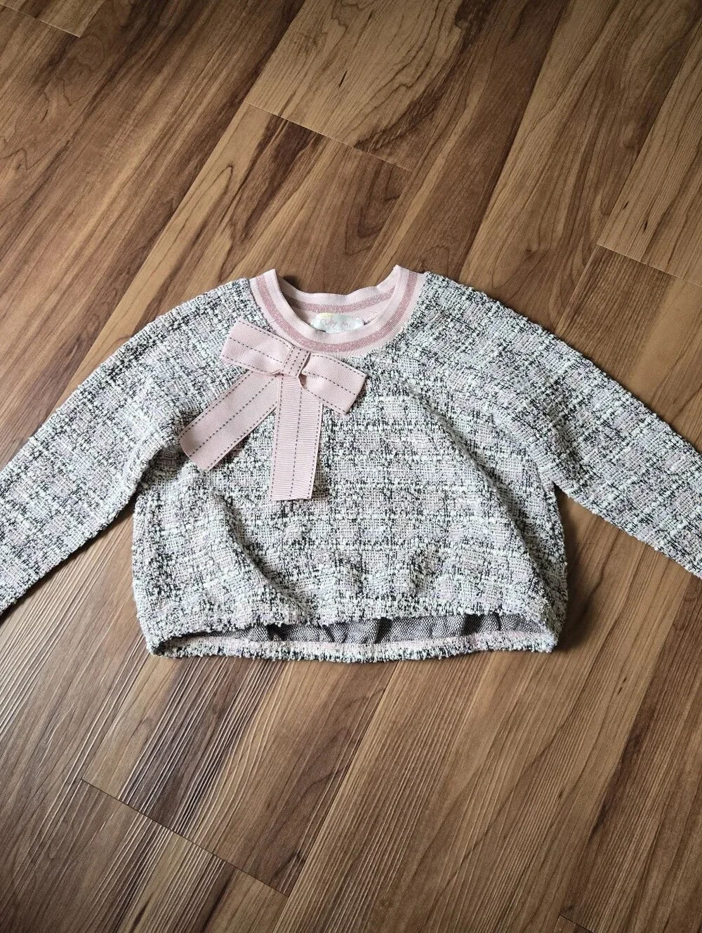 Little girl 4 EUC Truly Me Pink ruffle dress with tweed sweater cover